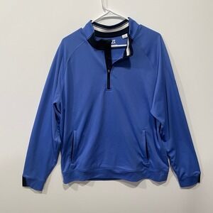 Cutter & Buck CB DryTec 50+ UPF‎ Blue Quarter Zip Pullover Golf Sweatshirt Men L